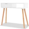 SANS MARQUE Table Console Bois De Pin Massif 80 X 30 X 72 Cm Blanc – Blanc 8