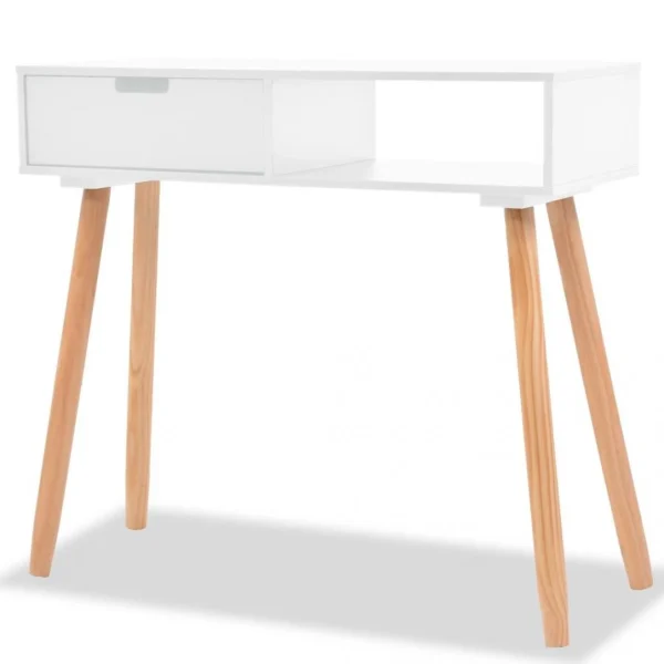 SANS MARQUE Table Console Bois De Pin Massif 80 X 30 X 72 Cm Blanc – Blanc 1