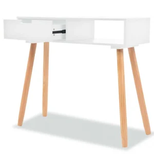 SANS MARQUE Table Console Bois De Pin Massif 80 X 30 X 72 Cm Blanc – Blanc 9