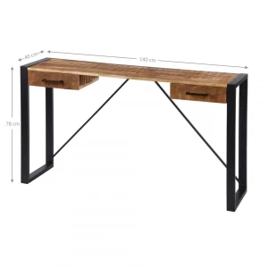 WOMO-DESIGN Table Console De Salon Entrée Bureau 2 Tiroirs Bois Massif Métal WOM… 15