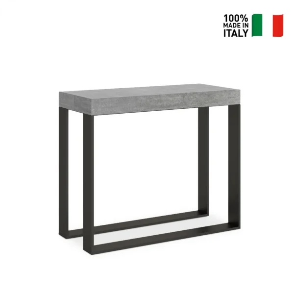 Itamoby Table Console Extensible 90×40-300cm Gris Moderne Elettra Concrete 3