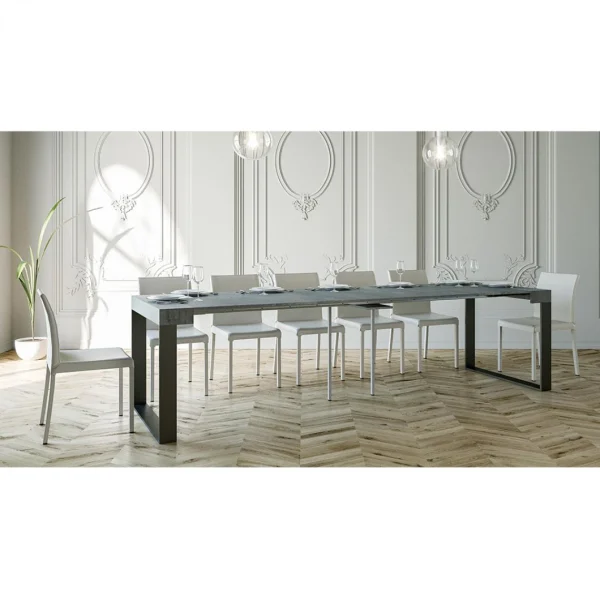 Itamoby Table Console Extensible 90×40-300cm Gris Moderne Elettra Concrete 6