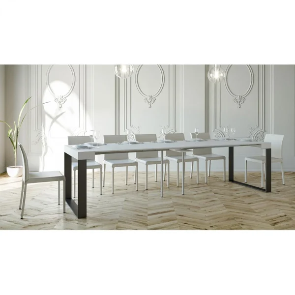 Itamoby Table Console Extensible Design Blanc Moderne 90×40-300cm Table à Man… 6