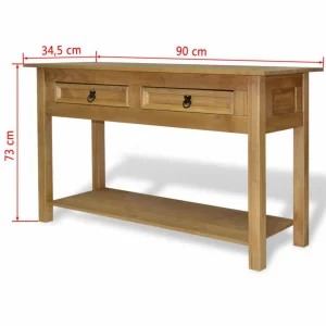 SANS MARQUE Table Console Pin Mexicain Gamme Corona 90 X 34,5 X 73 Cm – Brun 12