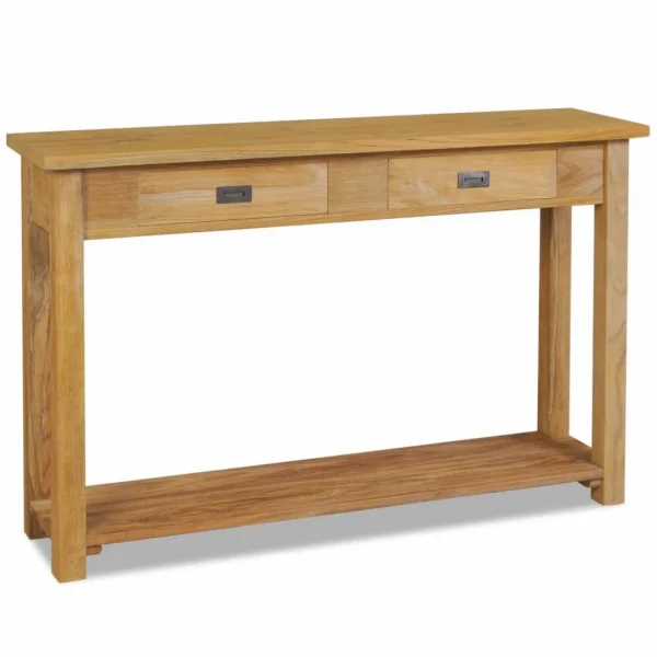 SANS MARQUE Table Console Teck Massif 120 X 30 X 80 Cm – Brun 1