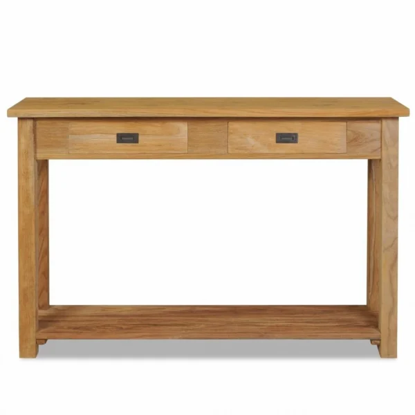 SANS MARQUE Table Console Teck Massif 120 X 30 X 80 Cm – Brun 3