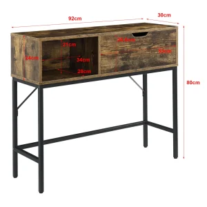 Table Console Tranemo 92 X 30 X 80 Cm Effet Bois Foncé Noir [en.casa] 13