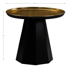 Table D’appoint 45x45x50 Cm Noir/or En Fer Et Métal WOMO-Design 13