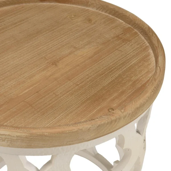 MACABANE Table D’appoint 50x50cm Plateau Naturel Pieds Blancs VICTOIRE 6