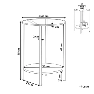 Beliani Table D’appoint Au Plateau De Verre Et étagère Bois Sombre LIBBY 9