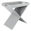 3S. X Home Table D’appoint Avec Plateau Amovible Gris SILVIO 16