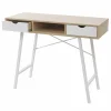 Decoshop26 Table D’appoint Bureau Console Avec Tiroirs 100×40 Cm Blanc Brun Natur… 7