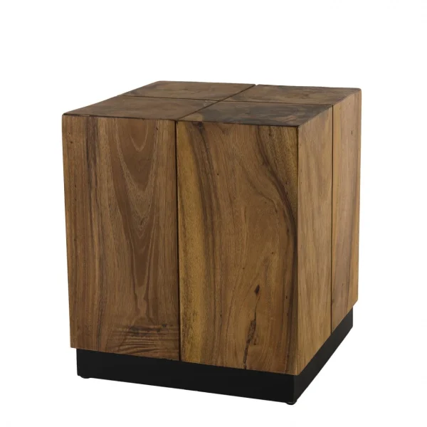 MACABANE Table D’appoint Carrée 38x38cm Bois Suar Madras 1