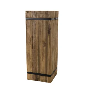 MACABANE Table D’appoint Carrée “L” Bois Teck Recyclé Cerclée Métal Fili 13