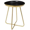 The Home Deco Factory Table D’appoint Plateau Rond Noir Et Doré. 11