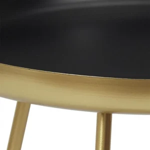 The Home Deco Factory Table D’appoint Plateau Rond Noir Et Doré. 9