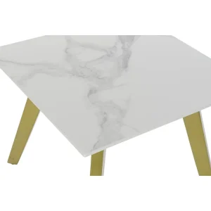 Pegane Table D’appoint En Céramique Et Métal Coloris Blanc Doré – Longueur… 15