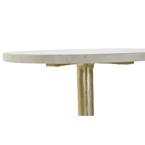 Pegane Table D’appoint En Marbre Et Aluminium Coloris Blanc Doré – Diamètre… 10