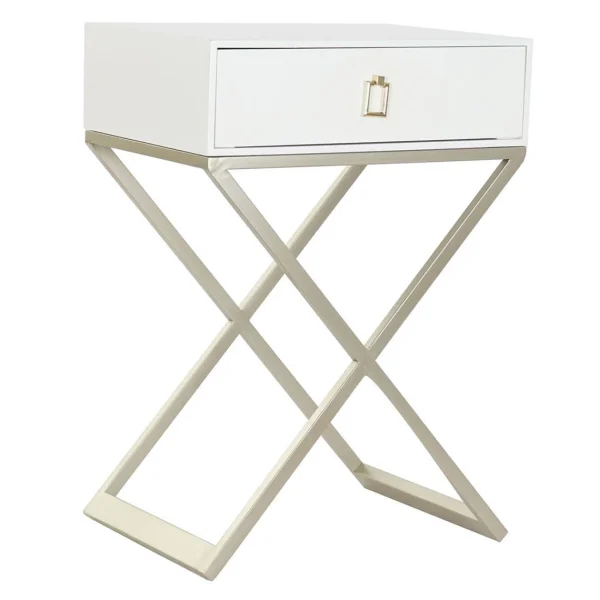 Pegane Table D’appoint En MDF Et Métal Coloris Blanc Doré – Longueur 48 X P… 1