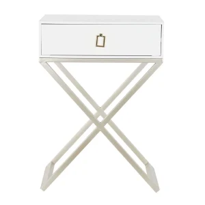 Pegane Table D’appoint En MDF Et Métal Coloris Blanc Doré – Longueur 48 X P… 9