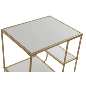 Pegane Table D’appoint En MDF Et Métal Coloris Blanc Doré – Longueur 50 X P… 15