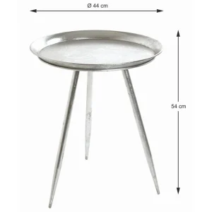 Pegane Table D’appoint En Métal Laqué Argent – Diamètre 38 X Hauteur 54 Cm 9