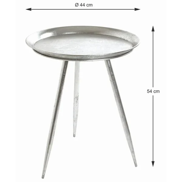 Pegane Table D’appoint En Métal Laqué Argent – Diamètre 38 X Hauteur 54 Cm 4