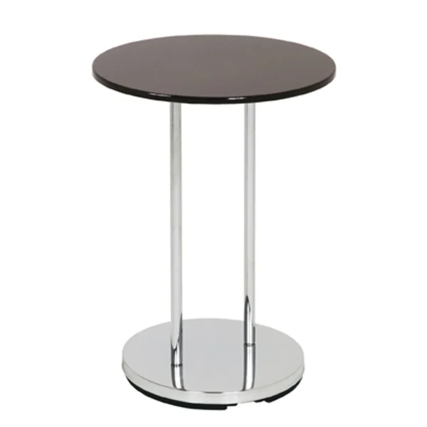 Pegane Table D’appoint En Tube D’acier Chromé Noir Et MDF, H55 X D40 Cm 1