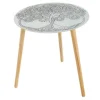 Unimasa Table D’appoint En Verre Blanche Arbres De Vie 22