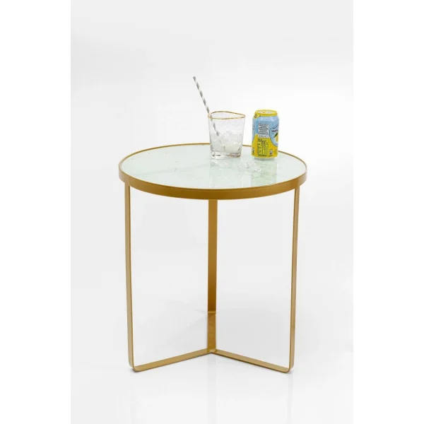 Kare Design Table D’Appoint Imitation Marbre En Verre Trempé D.45 Et Piétement E… 1