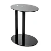 Pegane Table D’appoint Métal Et Verre Trempé , Coloris Noir – Longueur 45 X… 7