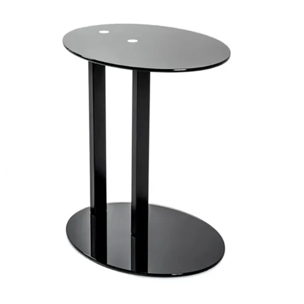 Pegane Table D’appoint Métal Et Verre Trempé , Coloris Noir – Longueur 45 X… 1