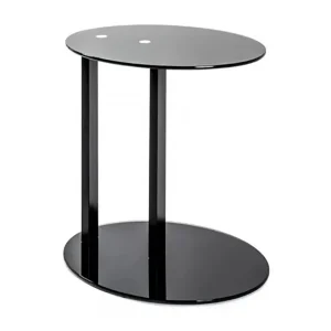 Pegane Table D’appoint Métal Et Verre Trempé , Coloris Noir – Longueur 45 X… 7