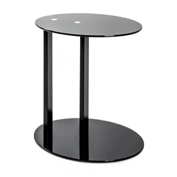 Pegane Table D’appoint Métal Et Verre Trempé , Coloris Noir – Longueur 45 X… 3