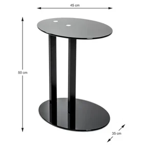 Pegane Table D’appoint Métal Et Verre Trempé , Coloris Noir – Longueur 45 X… 9