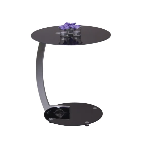 Decoshop26 Table D’appoint Moderne Avec Structure En Métal Chromé Noir TABA0510… 1