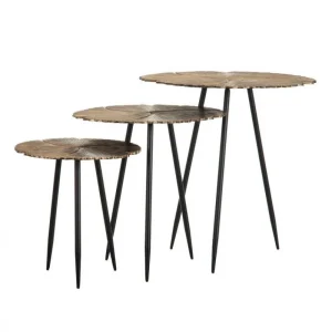 Tousmesmeubles Table D’appoint Or/Noir – GINKO Taille S 10