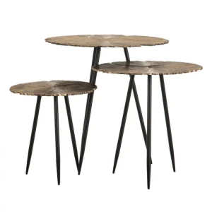 Tousmesmeubles Table D’appoint Or/Noir – GINKO Taille S 12