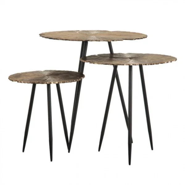 Tousmesmeubles Table D’appoint Or/Noir – GINKO Taille S 5