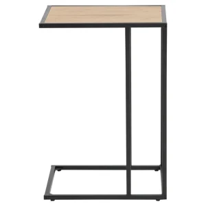 TOILINUX Table D’appoint Ou Bout De Canapé En MDF Et Métal – Beige Et Noir 10