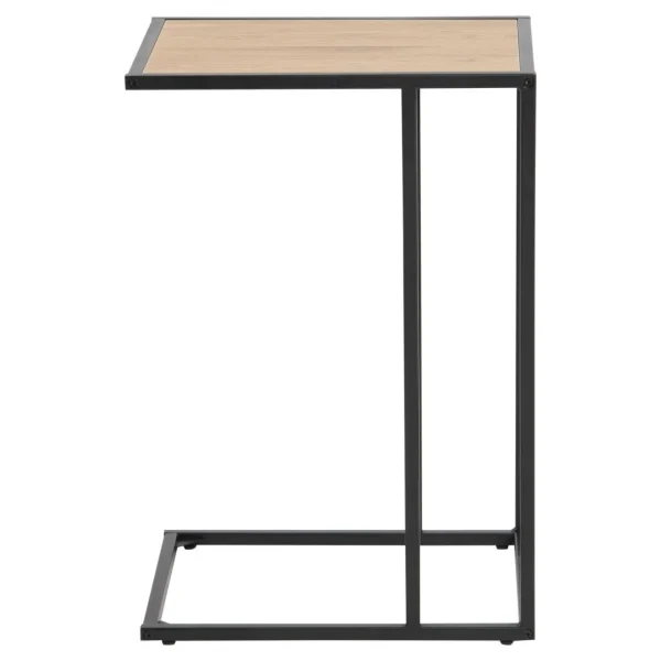 TOILINUX Table D’appoint Ou Bout De Canapé En MDF Et Métal – Beige Et Noir 4