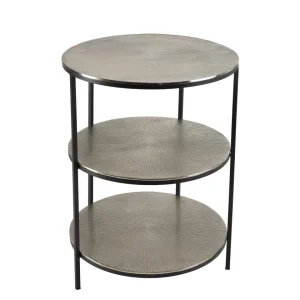 MACABANE Table D’appoint Ronde 3 Niveaux Alu Argenté Et Noir Pieds Métal JOHA… 17