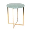 MES Table D’appoint Ronde 40 Cm En Granit Vert Et Fer 17