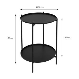 ECD GERMANY Table D’appoint Ronde 50 Cm 2 Plateaux Amovibles En Métal Pliable Tab… 15