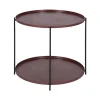 MES Table D’appoint Ronde Double Plateau 59x59x48 Cm En Métal Marron 5