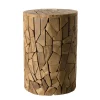 MACABANE Table D’appoint Ronde Mozaïc 30x30cm Bois Teck Lucknow 5