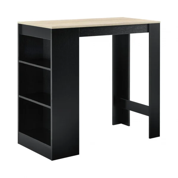 HELLOSHOP26 Table De Bar Avec Rangement Bistro Haut Avec 3 étagères 110 Cm Noir … 1