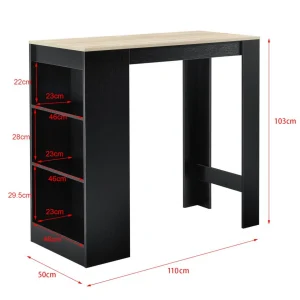 HELLOSHOP26 Table De Bar Avec Rangement Bistro Haut Avec 3 étagères 110 Cm Noir … 11