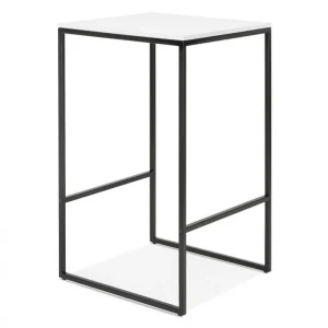 Paris Prix Table De Bar Carrée 60×102 Cm En Bois Blanc Et Métal Noir 11