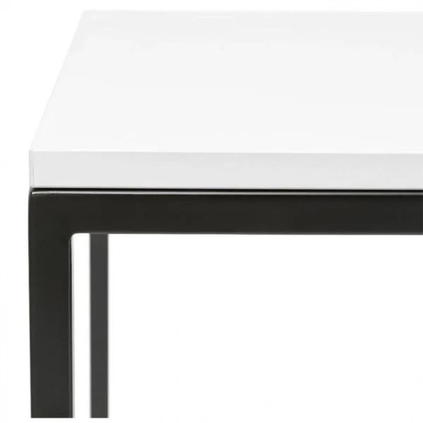 Paris Prix Table De Bar Carrée 60×102 Cm En Bois Blanc Et Métal Noir 5